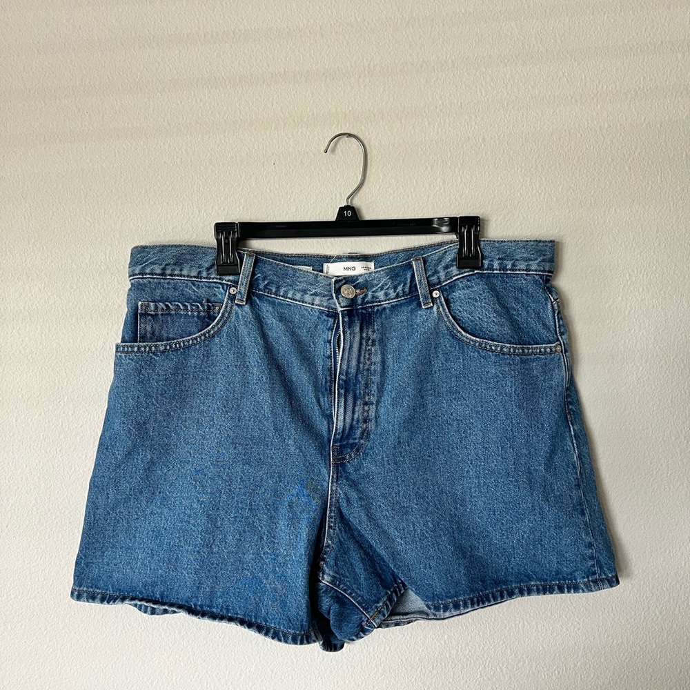 MNG Mango Classic High-Waisted Denim Shorts | Size 14